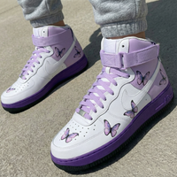 Custom AF 1s Shoes with Butterflies Lilac Purple