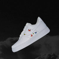 Custom AF 1s Shoes with Butterflies White