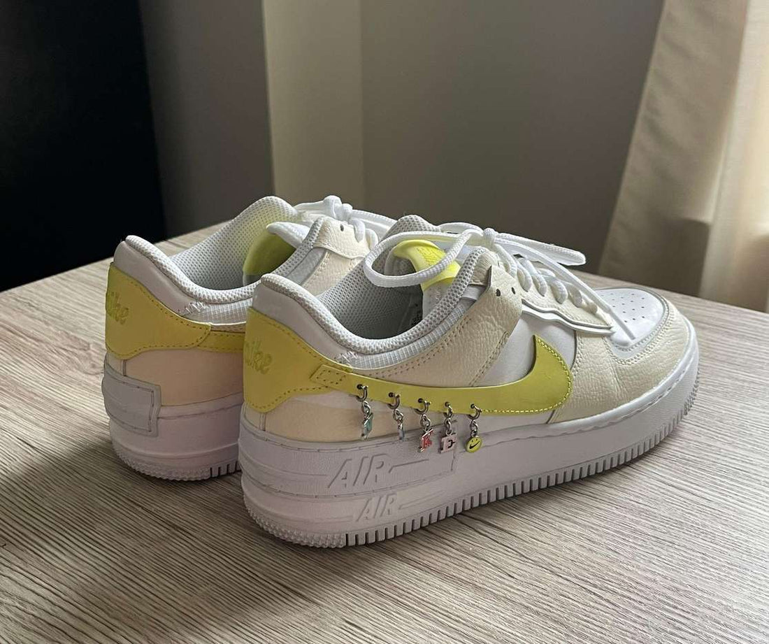 Custom AF 1s Shoes with Charms Yellow Beige