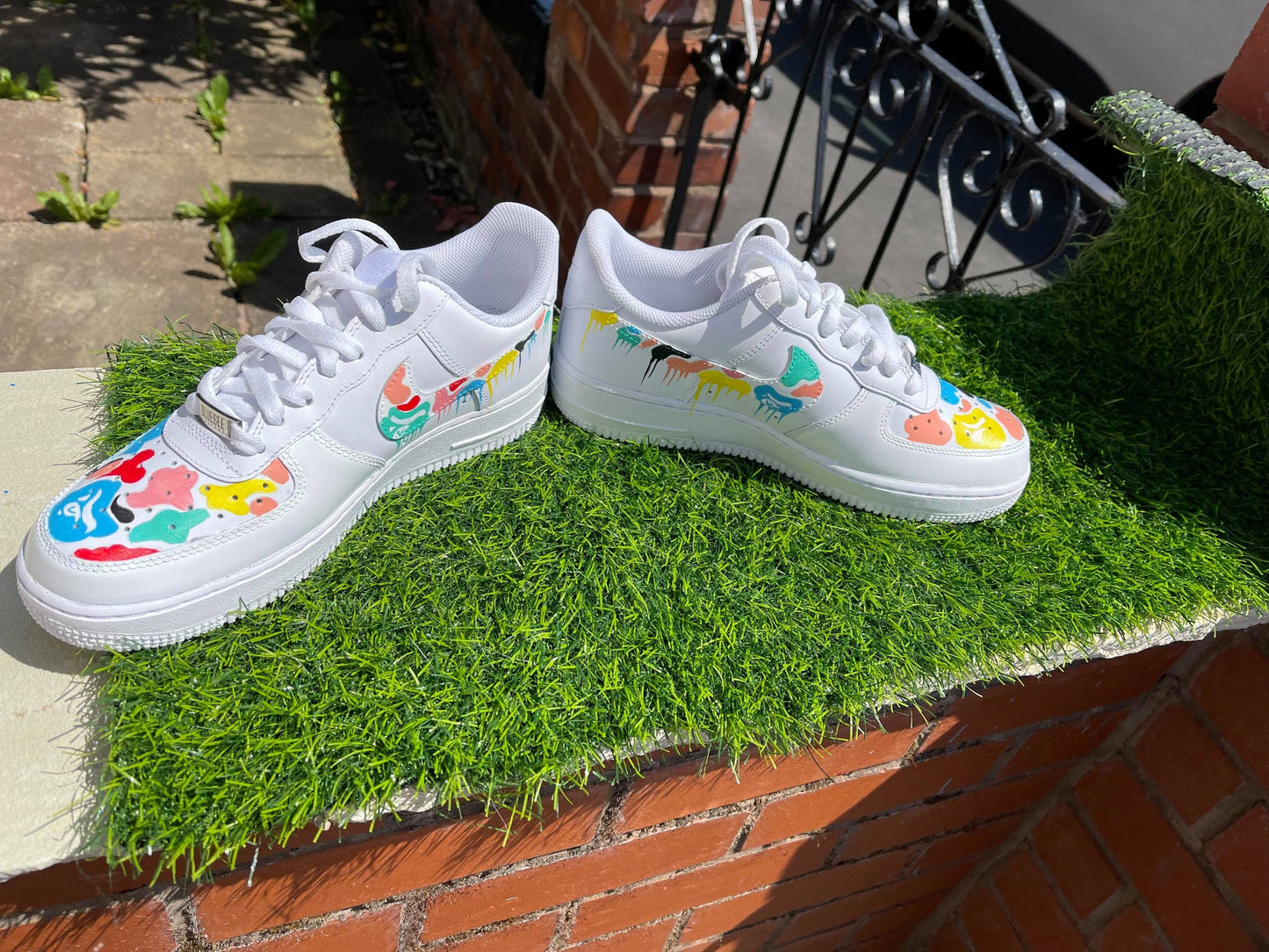 Custom AF 1s Shoes with Colorful Paint - Splatter Design