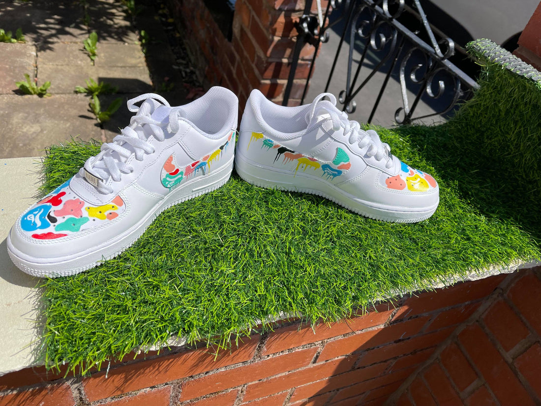 Custom AF 1s Shoes with Colorful Paint - Splatter Design