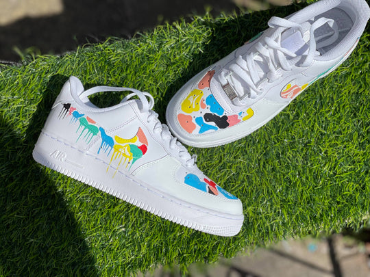 Custom AF 1s Shoes with Colorful Paint - Splatter Design