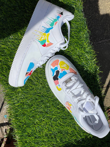 Custom AF 1s Shoes with Colorful Paint - Splatter Design
