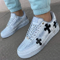 Custom AF 1s Shoes with Cross Motif Black Gray