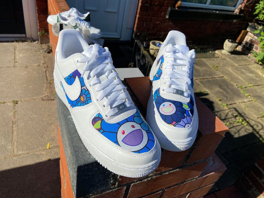 Custom AF 1s Shoes with Dreamy Cartoon Pattern Blue Purple