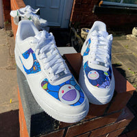 Custom AF 1s Shoes with Dreamy Cartoon Pattern Blue Purple