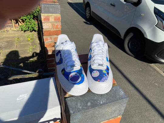 Custom AF 1s Shoes with Dreamy Cartoon Pattern Blue Purple