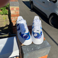 Custom AF 1s Shoes with Dreamy Cartoon Pattern Blue Purple