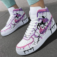 Custom AF 1s Shoes with Drip Paint Design Baby Pink and Purple