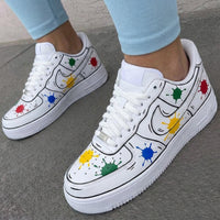 Custom AF 1s Shoes with Paint Splatter Design in Red Green Blue Yellow