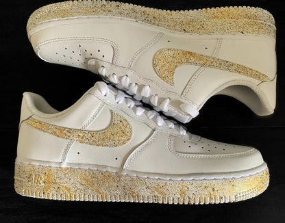 Custom AF 1s Shoes with Speckled Gold Design