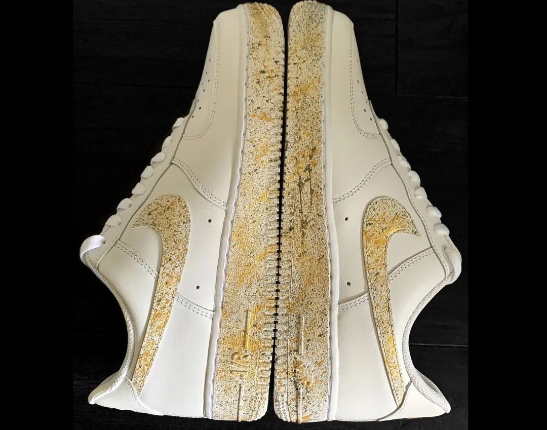 Custom AF 1s Shoes with Speckled Gold Design