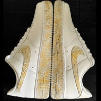 Custom AF 1s Shoes with Speckled Gold Design