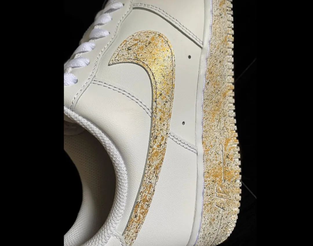 Custom AF 1s Shoes with Speckled Gold Design