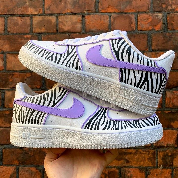 Custom AF 1s Shoes Zebra Pattern Purple Color