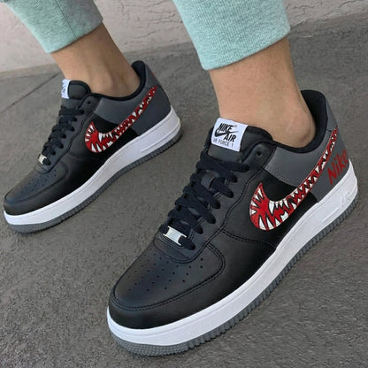Custom AF 1s Stranger Things Black Gray Red