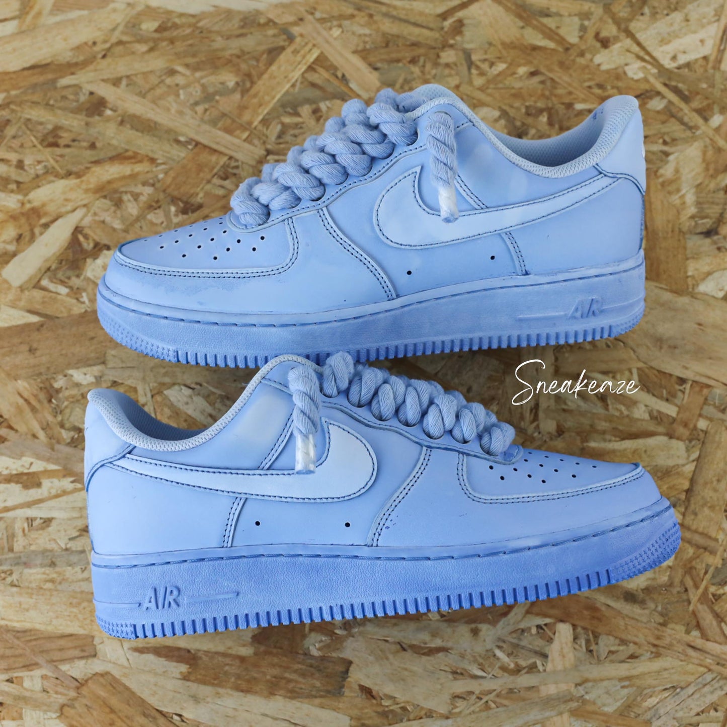 Custom Air Force 1 Baby Blue And Thick Hemp Rope