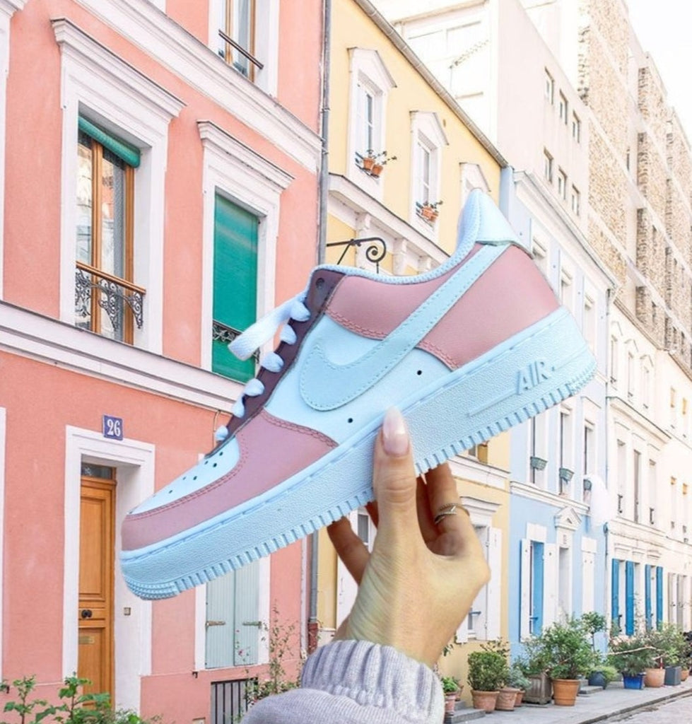 Custom Air Force 1 Baby Pink Colorblock