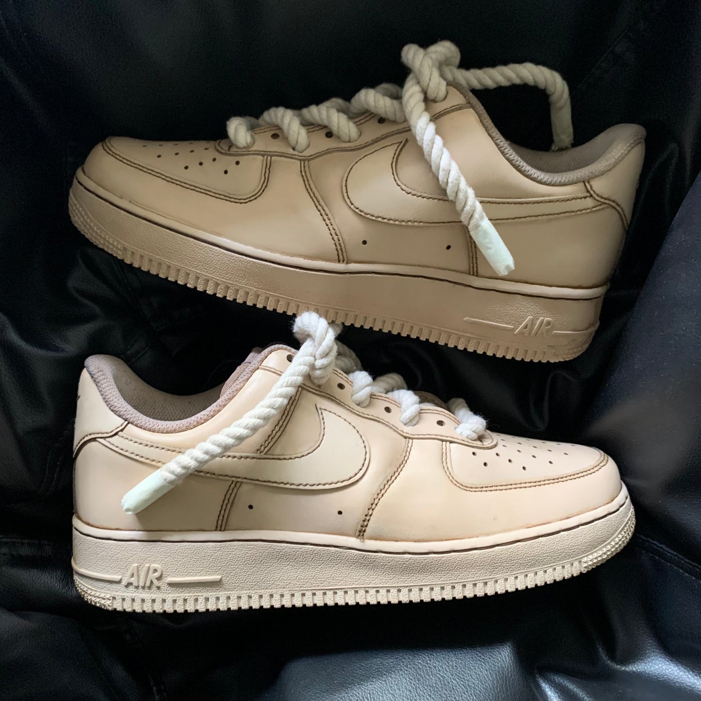 Custom Air Force 1 Beige White Rope Laces