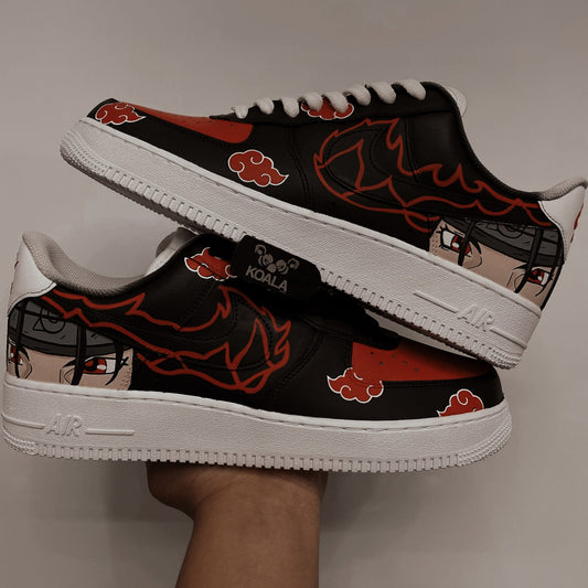 Custom Air Force 1 Black And Red With Anime And Flame Patterns