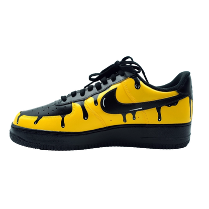 Custom Air Force 1 Black And Yellow Drip Design With Lamborghini Logo