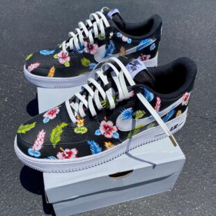 Custom Air Force 1 Black Floral Pattern
