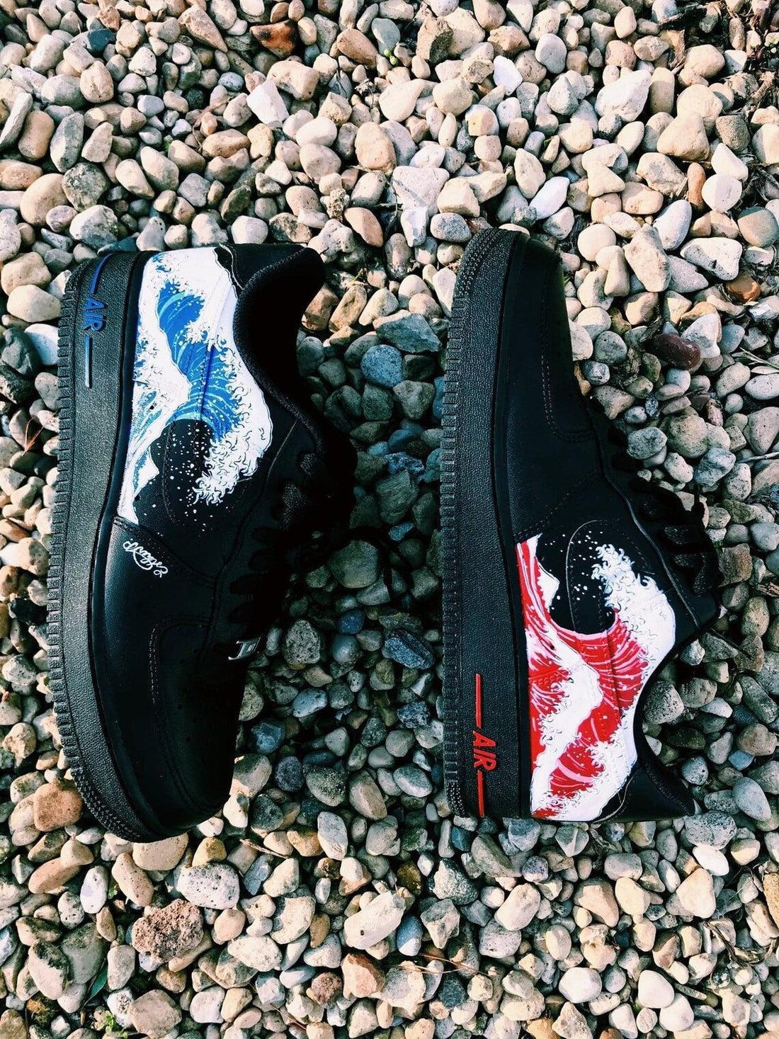Custom Air Force 1 Black Multi Color Wave Look