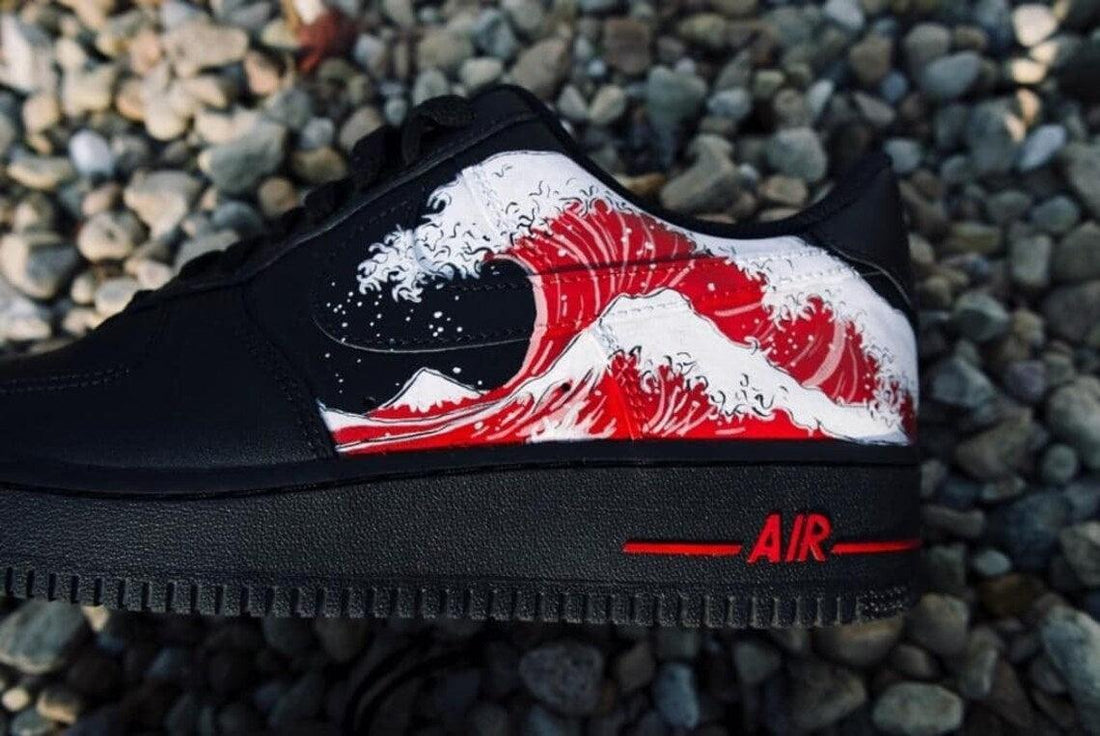 Custom Air Force 1 Black Multi Color Wave Look