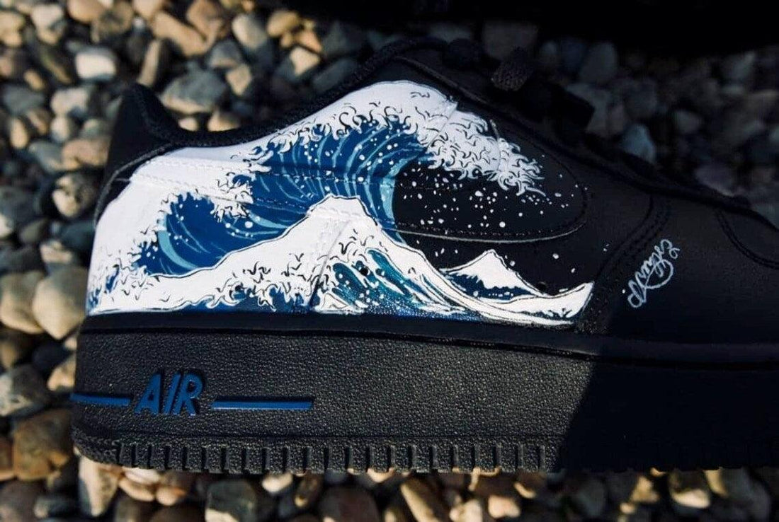 Custom Air Force 1 Black Multi Color Wave Look