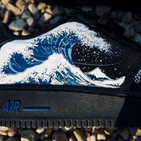 Custom Air Force 1 Black Multi Color Wave Look