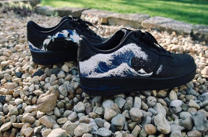 Custom Air Force 1 Black Multi Color Wave Look