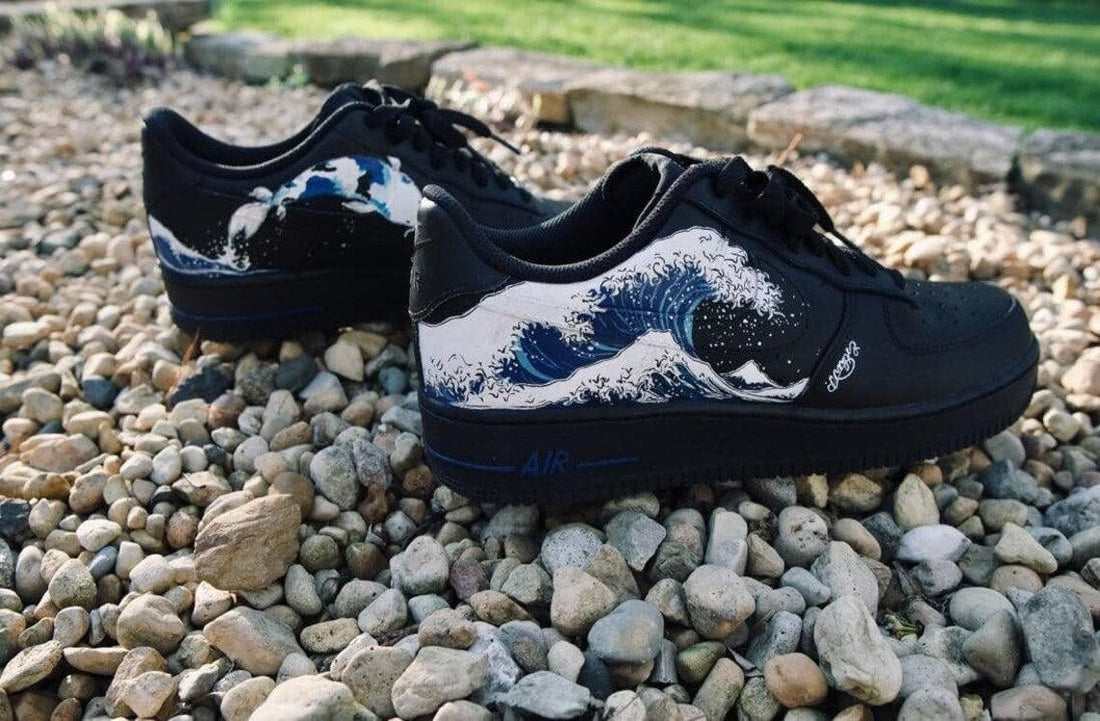 Custom Air Force 1 Black Multi Color Wave Look