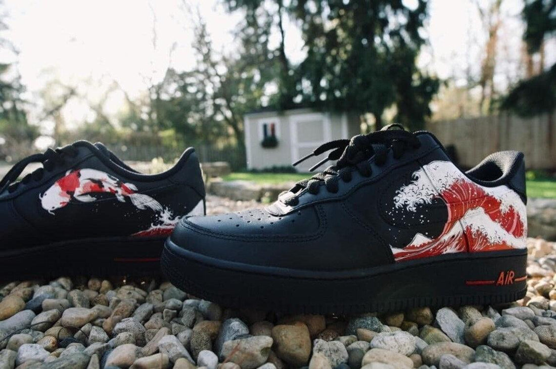 Custom Air Force 1 Black Multi Color Wave Look