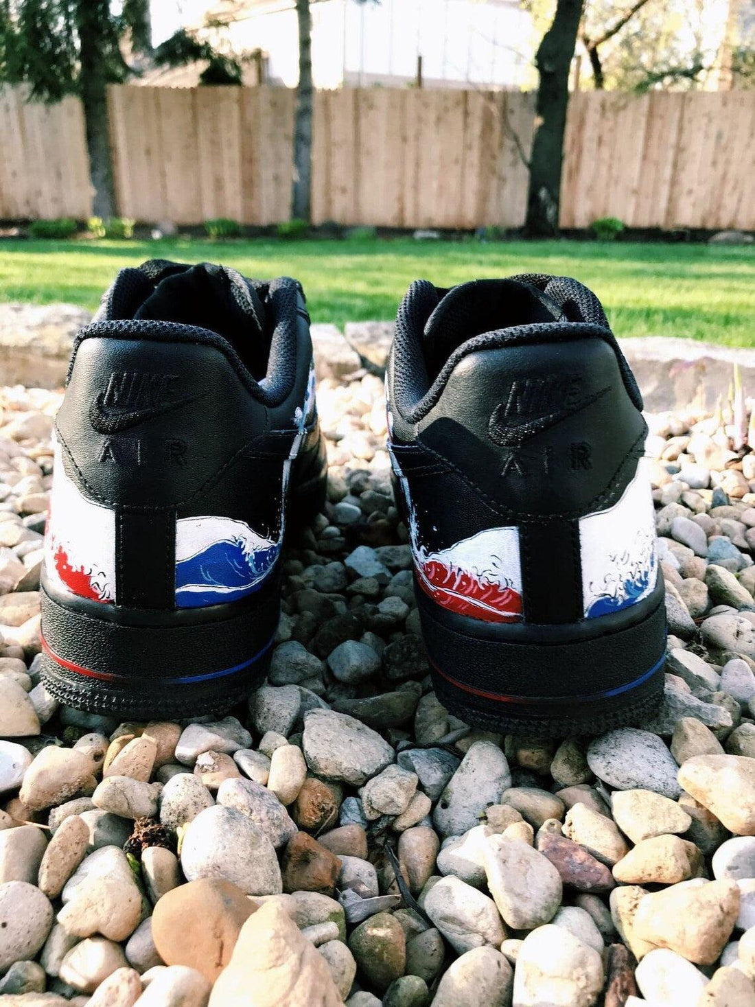 Custom Air Force 1 Black Multi Color Wave Look