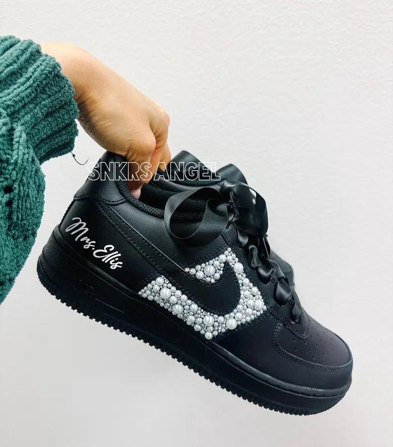 Custom Air Force 1 Black Pearl Embellishment DIY Name