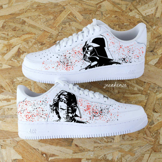 Custom Air Force 1 Black Star Wars Theme Red Black Splash