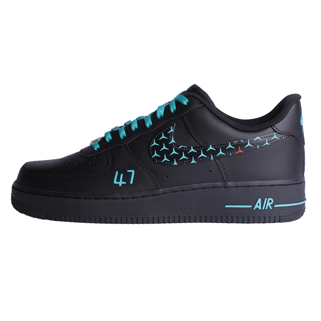 Custom Air Force 1 Black Teal Mercedes-Benz Logo