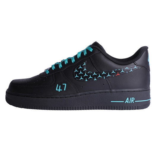 Custom Air Force 1 Black Teal Mercedes-Benz Logo