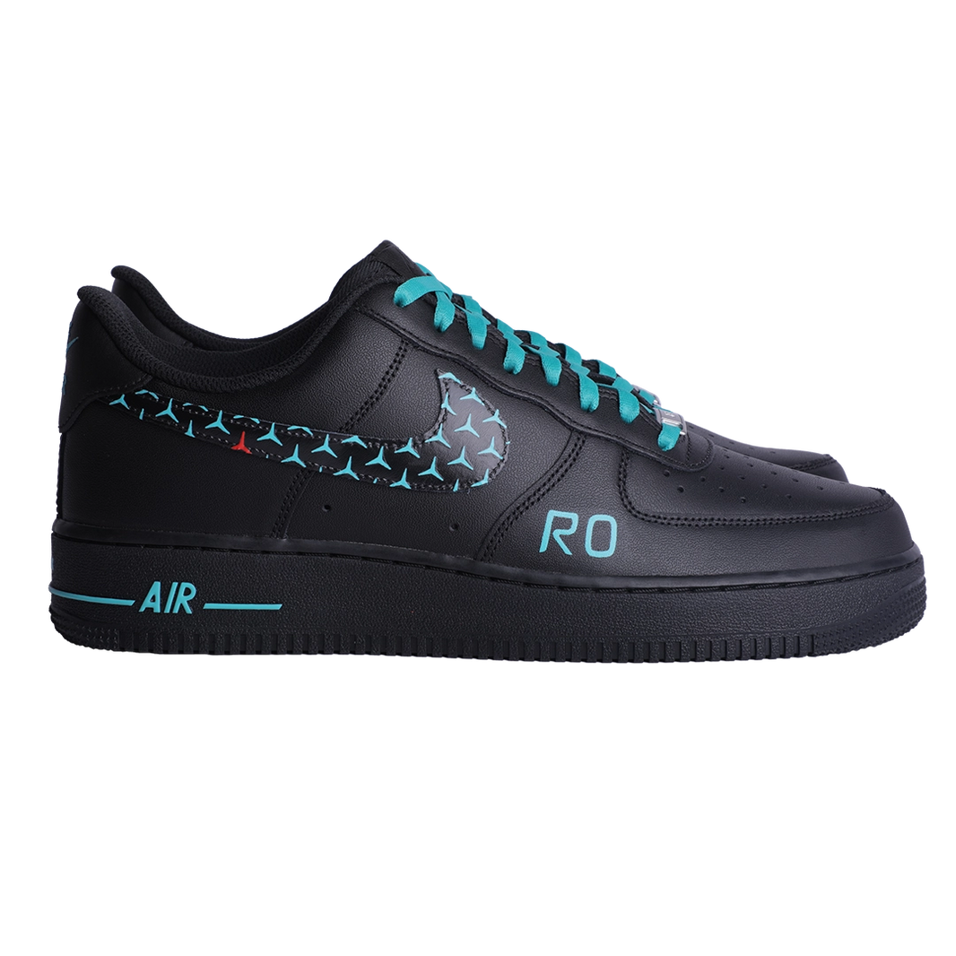 Custom Air Force 1 Black Teal Mercedes-Benz Logo