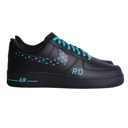 Custom Air Force 1 Black Teal Mercedes-Benz Logo