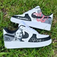 Custom Air Force 1 Black White Taylor Swift Reputation Theme