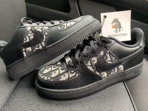 Custom Air Force 1 Black With Dior Camouflage Pattern