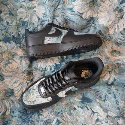 Custom Air Force 1 Black With Floral Pattern