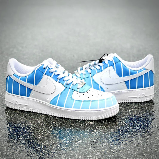 Custom Air Force 1 Blue And White With Stripes