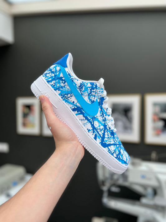 Custom Air Force 1 Blue White Splatter