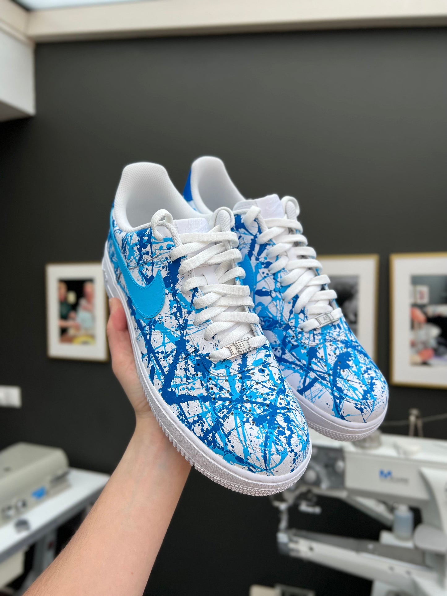 Custom Air Force 1 Blue White Splatter