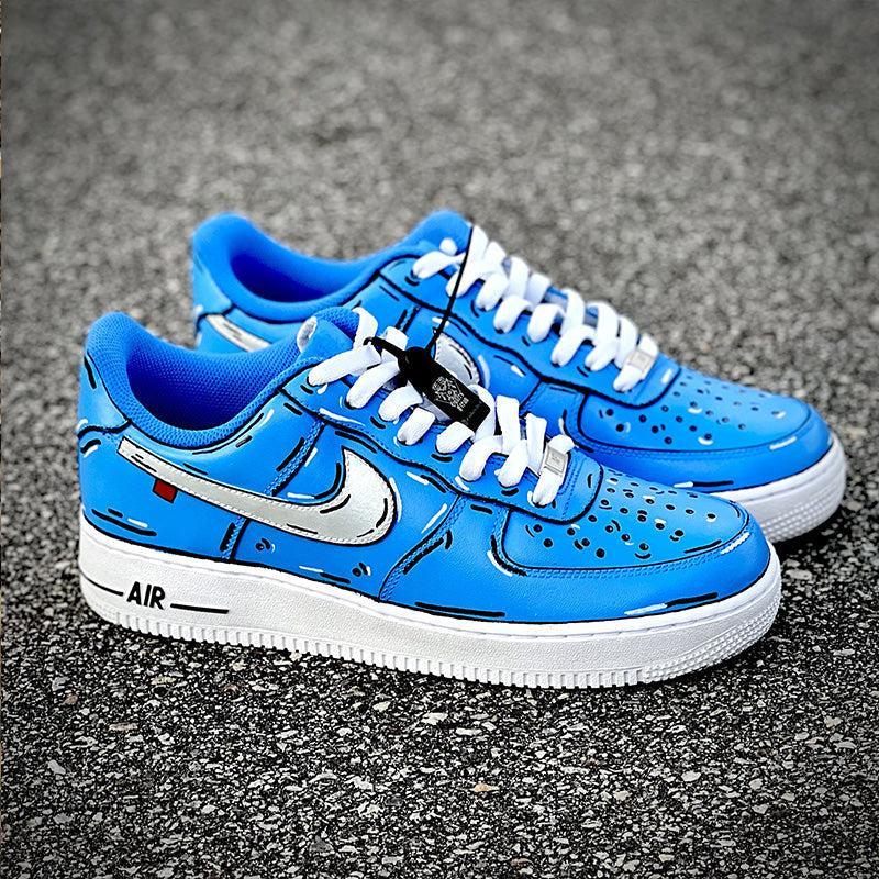 Custom Air Force 1 Blue With Cartoon Patterns