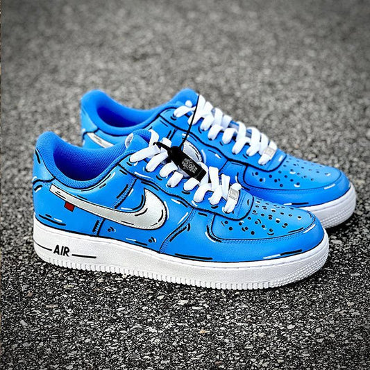 Custom Air Force 1 Blue With Cartoon Patterns