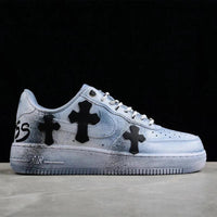 Custom Air Force 1 Blue With Crosses And Splatter Design