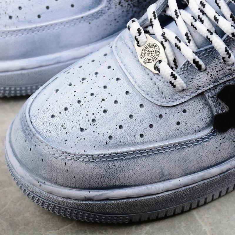 Custom Air Force 1 Blue With Crosses And Splatter Design